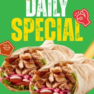 Sunday: 2 Chicken Shawarma Or 2 Beef Shawarma  Wraps