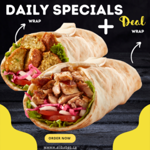 Friday: 2 Wraps, Chicken Shawarma Warp & Falafel Wrap
