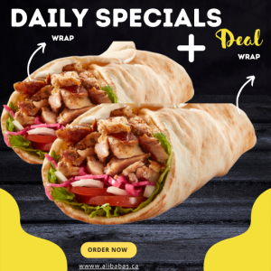 Monday: 2 Chicken Shawarma Wraps