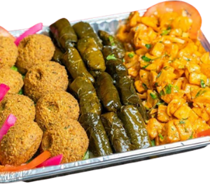 Mix Veggie tray    Falafel &  Stuffed Grape Leaves   & Garlic Potato