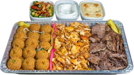 Chicken shawarma & beef shawarma & falafel tray